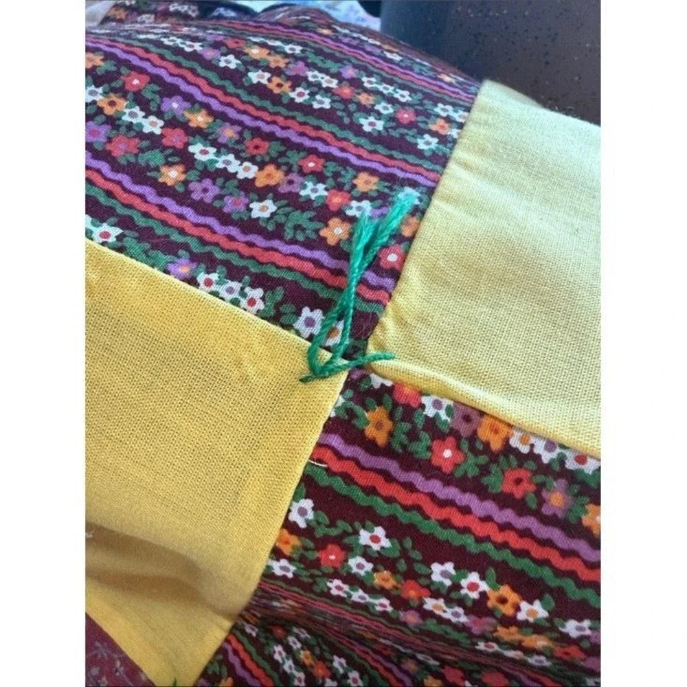 Vintage Handmade Patchwork Quilt‎ Multi-Color Cotton Blend Cabin Cottage 76